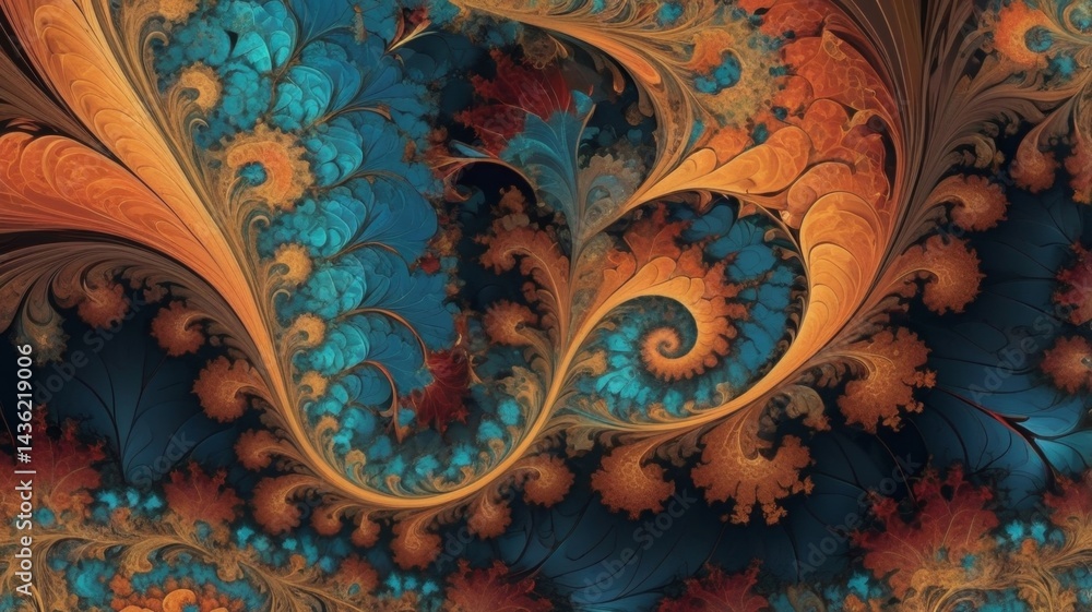 Poster a mesmerizing fractal art pattern with intricate details and vibrant psychedelic colors, generate ai