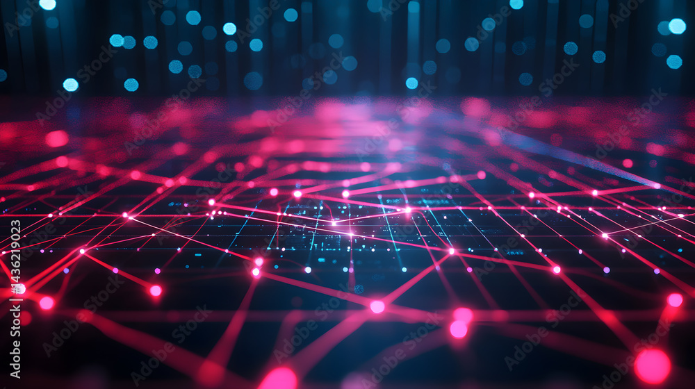 Poster Glowing data flow visualization digital network abstract art tech environment high-tech viewpoint futuristic concept