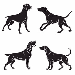 Professional Dog Silhouettes: 4 Elegant Black Vector Designs.