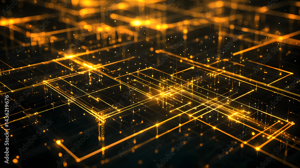 Poster abstract data flow visualization with glowing lines digital space graphic design futuristic environm