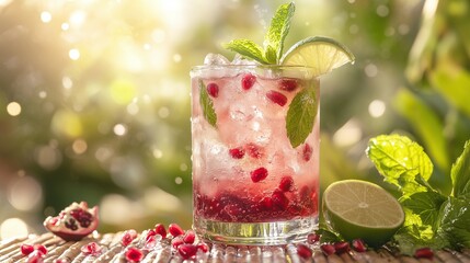 Tropical Pomegranate Cocktail Mockup for Menu Designs