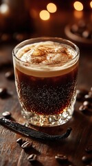 Layered Cold Brew Coffee with Whipped Cream and Cocoa