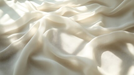 Draped Cream Fabric Illuminated By Sunlight