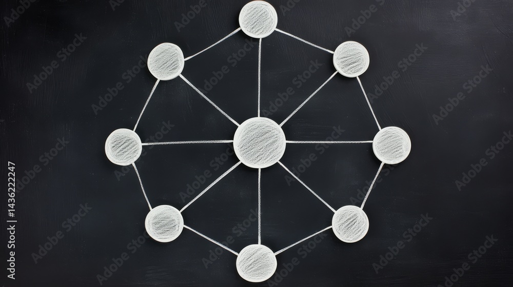 Poster intriguing circle on blackboard, a visual representation of simplicity and knowledge