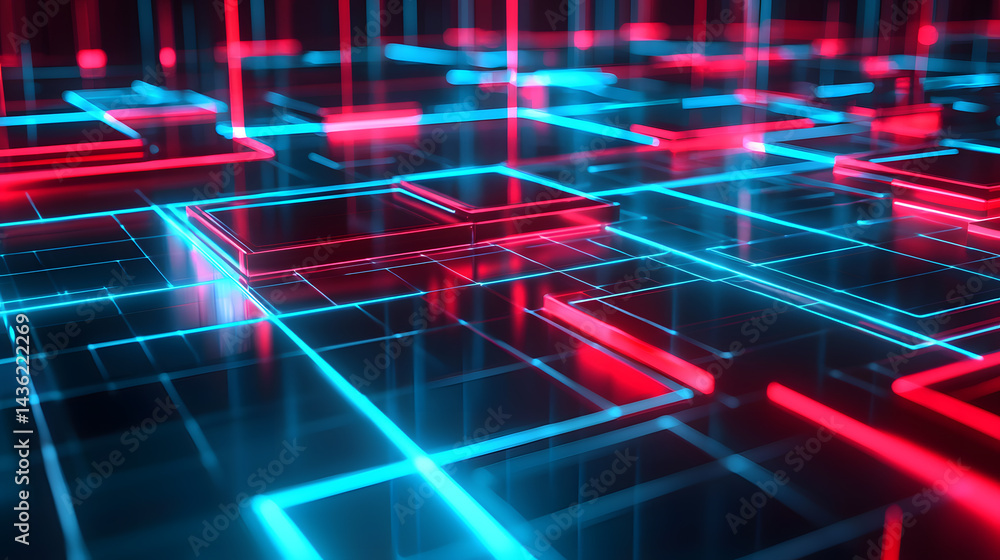 Poster Dynamic abstract data flow visualized through glowing lines digital environment 3d perspective technology concept