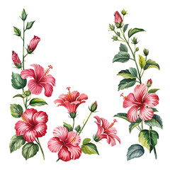 Pink hibiscus flowers corner design