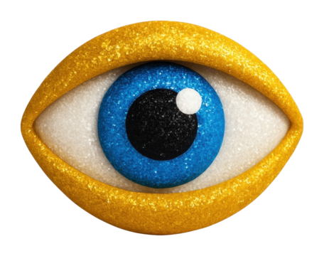 PNG Colorful eye with glittery texture.