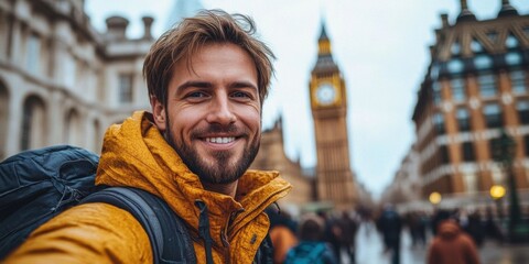 Happy Traveler Taking Selfie in Iconic London