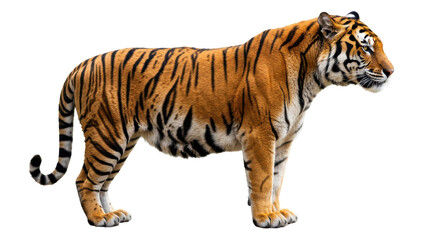 Obraz premium Majestic tiger stands in stark silhouette a study of stripes and strength