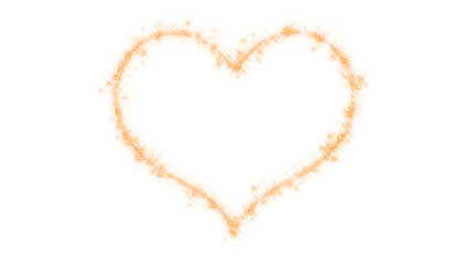 valentines day heart frame golden stars glitters light trail on transparent background, png shiny glowing gold particles isolated love design element	
