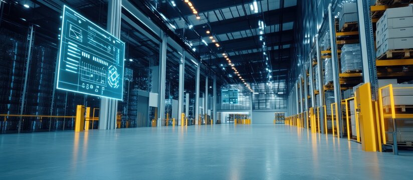 Futuristic warehouse management system integration enhancing operational efficiency