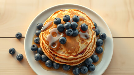 Delicious Blueberry Pancakes A Tempting Top-Down View