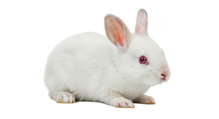 Obraz premium Snowy Hare A soft white rabbit on dark backdrop its pink eyes glowing