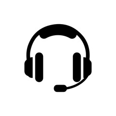 Minimalist Black Icon of a Gaming Headset with a Microphone