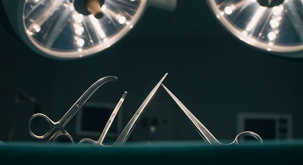 Surgical Instruments Under Operating Room Lights