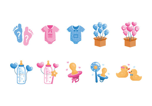 Pink And Blue Gender Reveal Celebration Design Set