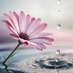 pink daisy with water drops