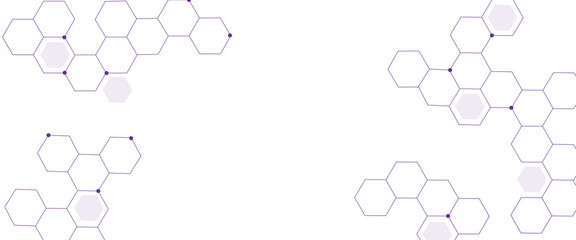 Vector geometric abstract background with parpel hexagons. Structure molecule and communication. 