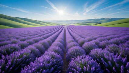 Obraz premium Lavender Field Under Sunny Sky
