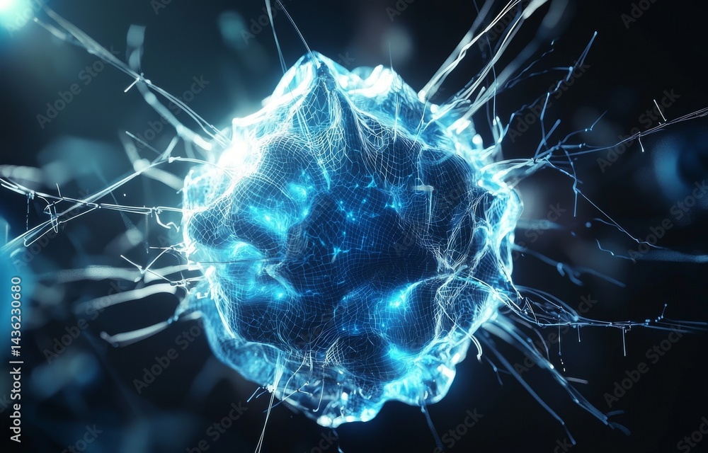 Aufkleber generative ai presents a captivating display of blue light streaks and particles set against a dark 