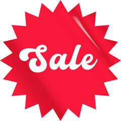Red SALE round sticker isolated on white. Round Price sale sticker, sale sticker, price tag, retro label, sale or discount sticker, promotional badge set, shopping label png