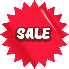 Red SALE round sticker isolated on white. Round Price sale sticker, sale sticker, price tag, retro label, sale or discount sticker, promotional badge set, shopping label png