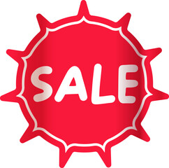 Red SALE round sticker isolated on white. Round Price sale sticker, sale sticker, price tag, retro label, sale or discount sticker, promotional badge set, shopping label png
