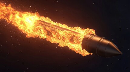 Naklejka premium A visionary and powerful rocket launch with a radiant trail embodies the triumphant implementation of pioneering business plans and the relentless pursuit of lofty objectives and groundbreaking