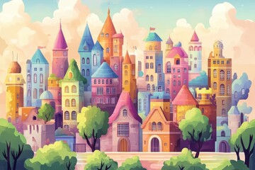 Fototapeta premium imaginary cartoon city