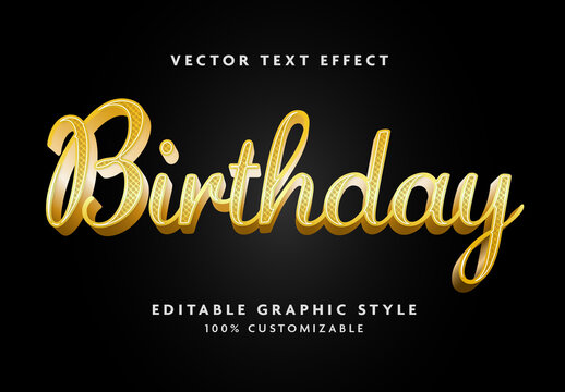Gold And Black Birthday Script Font Luxury Elegant Text Effect