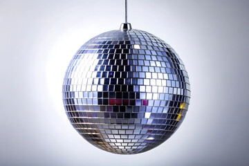 hanging disco ball on white background 