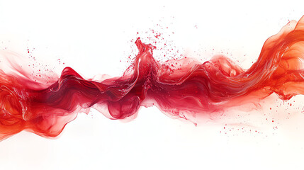 Stunning photorealistic red liquid splash with dynamic flow, rich tones, and realistic texture on pure white background. Perfect for modern designs, ads, and graphics