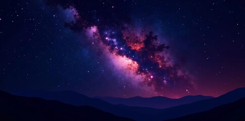 Fototapeta premium Glowing stars shining in the dark night sky with galaxy backdrop, space, cosmos