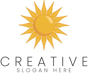 Golden Sun Rays Logo Design Creative Simple Vector Illustration art warm icon light style clean     