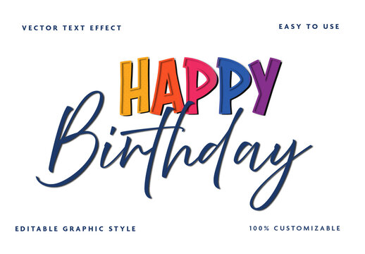 Orange And Blue Happy Birthday Font Colorful Fun Text Effect