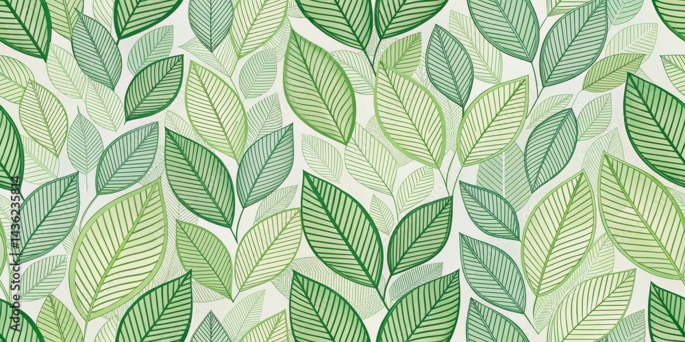 Poster an abundance of verdant foliage in a seamless pattern design featuring intricate leaf details
