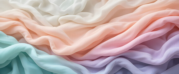 Fototapeta premium Pastel chiffon fabric with delicate lace detail