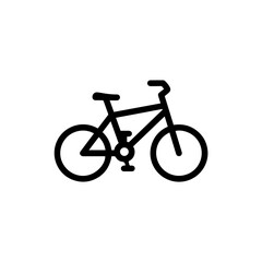 Black Icon of a Parked Bicycle with a Side View and Thin Frame