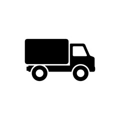 Fototapeta premium Black Minimalist Truck Icon with a Short Body and Large Wheel Details