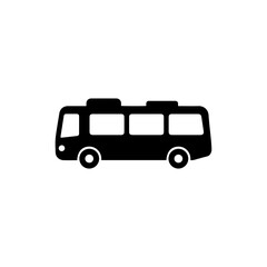 Clean Black Electric Bus Icon with Side Windows and Smooth Body Shape