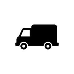 Fototapeta premium Black Delivery Van Icon with Clean Windows and Side Door Design