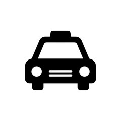 Solid Black Taxi Icon with a Simple Car Design and a Roof Light