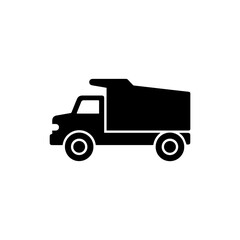 Solid Black Truck Icon with Large Tires and an Industrial Feel