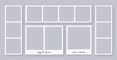 Digital Scrapbook, Blank Photo Collage, Instagram story, post templates with polaroid frames, washi tape, and doodles to give a fun