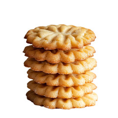 A stack of delicious butter cookies isolated on transparent background