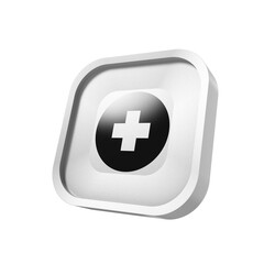Black rescue corss icon glossy square button