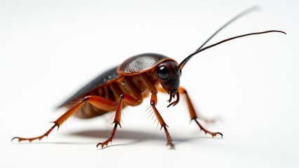Fototapeta premium Cockroach Close-Up On White Background
