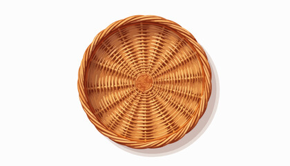 Traditional wicker basket illustration on white background, minimalist design