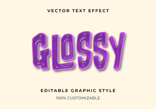 Violet Plastic Bold Glossy Cartoon Style Text Effect