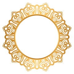 Luxury golden circle frame with vintage mandala gold circular pattern clipart	
